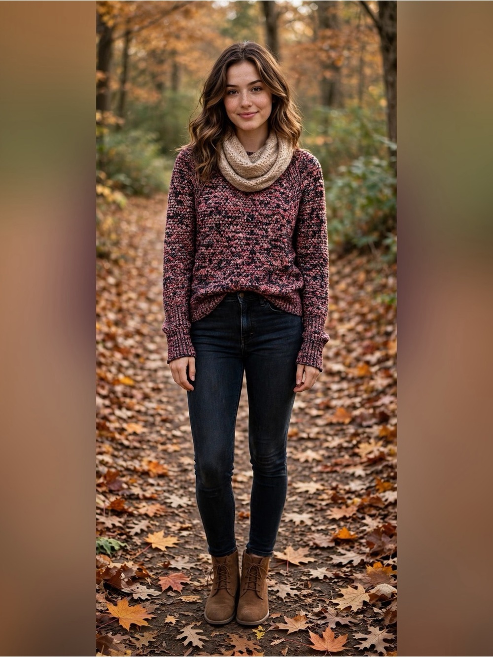 UNIVERSAL THREAD MARLED CHUNKY KNIT SWEATER BURGUNDY PINK COZY FALL WOMENS L